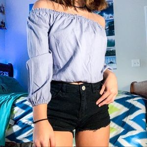 BRANDY MELVILLE Baby Blue Off The shoulder Top
